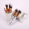 Set 10 Pensule Profesionale Pentru Makeup, Alb Marble cu Suport Inclus