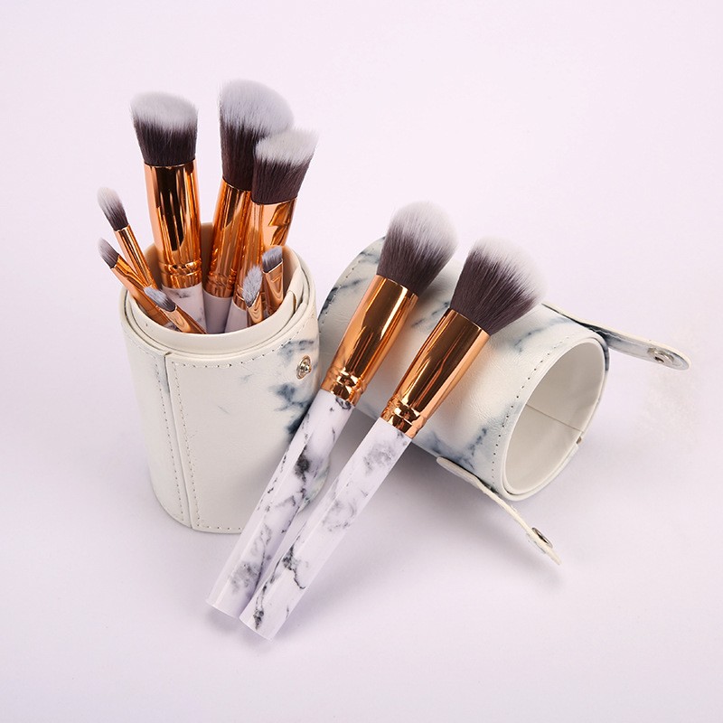 set-10-pensule-profesionale-pentru-makeup-alb-marble-cu-suport-inclus